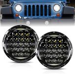 AAIWA LED Headlight for Jeep Wrangler, 7 Inch 105W LED Projector Headlight Round 5D Lens with DRL for Jeep Wrangler JK TJ LJ CJ