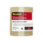 Scotch Clear Tape, Pack of 6 Rolls, 25 mm x 66 m - Strong and Sticky Tape for General Purpose Wrapping, Sealing and Mending, packaging may vary