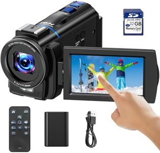 CAMWORLD 4K Video Camera Camcorder 48MP YouTube Vlogging Camera Night Vision 3” 270° Rotatable Touchscreen Podcast Camcorder Video Recorder with 32GB SD Card, Batteries, Remote Control