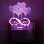 Acrylic Personalised Heart 7 Color Changing 3D Illusion LED Night Lamp Customized Name and Tagline Gift for Every Occasion/Valentines Day (Multicolour)