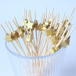 Cocktail Picks, Mtxorvix 200 Pcs Long Cocktail Toothpicks Fancy Handmade Faux Pearl Charcuterie Cocktail Picks,Wooden Toothpicks for Cocktails and Appetizers,Fruits,Desserts,Party Supplies (Star)