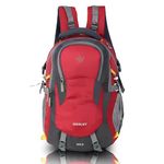 Wesley Spartan 45 Ltr Unisex trekking Rucksack Travel Backpack with Raincover and Internal Organiser (Red Grey)