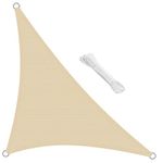 Sun Shade Sail HDPE Breathable 98% UV Block Garden Patio Outdoor Sunscreen Awning Canopy with Free Ropes(Cream, 12' x 12' x 17')