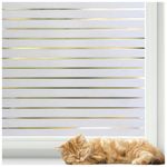 rabbitgoo Frosted Window Film Static Cling Decorative Glass Film UV Protection Window Privacy Film Non Adhesive Window Cling for Home Office Meeting Room, Frosted Stripe Patterns, 17.5 x 78.7 inches