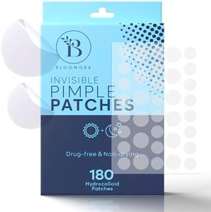 BLOOMORA Invisible Pimple Patches for Face (180 Count), Zit Patches for pimples, Hydrocolloid Bandages, Zit Stickers for Face - S/L Sizes
