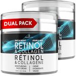 Face Moisturizer Retinol Cream, Anti Aging Neck Firming, Collagen Day & Night Face Cream with Hyaluronic Acid for Women & Men, 2 Pack