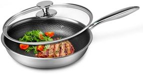 Innerwell Stainless Steel Frying Pan 28 cm with Lid, Honeycomb Non-Stick Skillet, for Gas Electric Induction Ceramic Stoves and Oven, PFOA Free