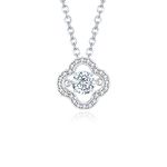 Gem's Beauty Moissanite Necklace D Color 0.5Ct Moissanite Pendant 18K White Gold Plated 925 Sterling Silver Necklace Diamond Clover Necklace for Women Gift, Chain 18 inch