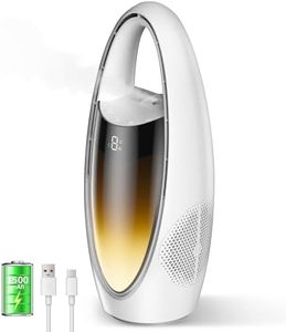 KONSIDEN Bladeless Misting Desk Fan, 13 Inch Rechargeable 3500mAh Quiet Small Personal Table Fan, 9 Speeds & 9H Timer, 60° Oscillation, 180ml Water Tank & Night Light for Bedroom Office Home Outdoor