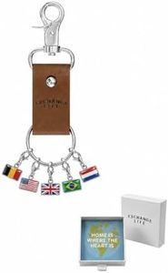 exchange-life Travel Keychain, Personalized Travel Souvenir (Cognac Brown)
