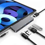 USB C Hub for iPad Pro 11/12.9 2021/2020/2018 Adapter,RREAKA 6-in-1 Adapter with Aux 3.5mm & Type-C Headphone Data Jack with Audio Volume Control,4K HDMI,2 USB 3.0,USB C PD Charging Dongle