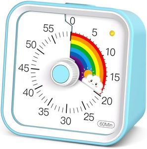 InfPokid Visual Timer for Kids with Pause Function, Cute Silent Timer with Rainbow for Classroom, Teaching, Task, Kitchen, 60 Minute Countdown Time Management for ADHD (Rainbow Blue)
