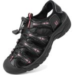 Lvptsh Womens Hiking Sandals Closed Toe Outdoor Sports Sandals Ladies Trail Walking Sandals Summer Trekking Beach Water Sandals Arch Support Adjustable,Blackred,EU38