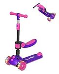 RideVOLO K02 Plus Foldable Kick Scooter for 2-6 Years Old Kids, 2-in-1 with Removable Seat, 3 Adjustable Heights, Flashing Wheels and Wide Deck, Max Load 110lbs, Outdoor Activities, Gift for Boy/Girl