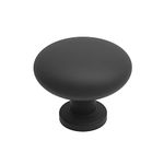 Hickory Hardware 10 Pack of Round Kitchen Cabinet Knobs, Quality Drawer and Dresser Knob, Handle Pulls for Cabinet Doors, Bathroom Drawers, 1-1/8 Inch, Matte Black