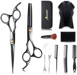 Aszwor 12 PCS Hair Cutting Scissors Kits, Hairdressing Scissors Set,Professional Haircut Scissors Kit with Cutting Scissors,Thinning Scissors, Comb, Cape, Clips,for Barber Shop, Salon, Home