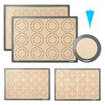 Silicone Baking Mat Set of 5, Katbite Food Grade Non-Stick Reusable Cookie Sheet Bakeware Mats for Making Macaron, Cookie, Pizza, Pastry