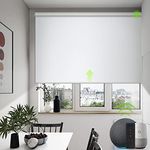 Yoolax Motorized Blinds, Blackout Smart Blinds with Remote Automatic Blinds for Windows, Electric Window Shades Compatible with Alexa Roller Shades with Valance (Fabric-Pure White)