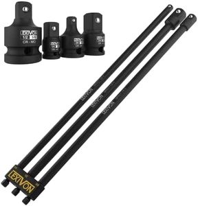 LEXIVON Impact Socket Adapter and Reducer 4-Piece Set | 1/4" - 3/8" - 1/2" + Impact Grade Socket Adapter Set, 12" Extension Bit With Holder | 3-Piece 1/4", 3/8", and 1/2" Drive, Adapt Your Power Drill