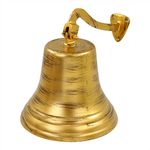 Nagina International 11" Golden Antique Brushed Brass Nautical Decorative Boat's Functional Bell with Brass Clapper | Rustic Antique Finish - Shipwrecked Bell