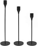 MICOKAY Set of 3 Candle Holders for Taper Candles, Modern Decorative Candlestick Holder for Wedding, Dinning, Party (Black)