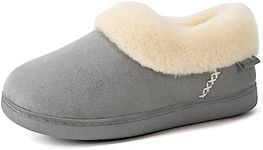 EverFoams Women's Cosy Warm Slippers Fluffy Faux Fur Microsuede Memory Foam Indoor Outdoor Closed-back Grey, 5-6 UK