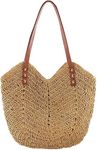 MAIRO LIFESTYLE Womens Straw Wicker Handmade Boho Summer Beach Braided Shoulder Bag (Light Brown)