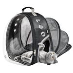 Buraq Pets Back Expandable Astronaut Transparent Pet Carrier Backpack - Designed with Breathable Space, Ventilated, Ideal Cat House, Portable Cat Bag, Cat Carrier Travel Bag for Outdoor Use (Black)