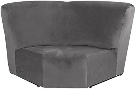 MIFXIN Corner Sofa Cover 1 Piece Velvet Stretch Corner Couch Cover for Sectional Recliner Sofa Slipcover Reclining L Shape Sofa Couch Additional Seat (Grey)