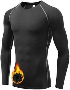 Sillictor Mens Thermal Top Long Sleeve Quick Dry Cycling Running Base Layer Mens Ski Underlayer Fleece Compression Sports Hiking Football Training T Shirts High Wicking Muscle Support 3235 Black M