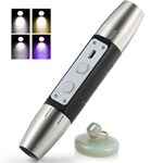 Lumirio Gemstones UV Flashlight, Super Bright Gem Tester for All Stones, Rechargeable Jade Jewelry Test Light, Yellow White UV 365nm 395nm Flashlight for Gem Stones Wooden Jewelry