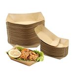 UgyDuky 150 PCS Brown Kraft Paper Disposable Food Serving Boats, Compostable Kraft Paper Container for Tacos, Nachos, Crawfish, French Fries