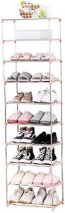 Jucaifu Stackable Small Shoe Rack, Entryway, Hallway and Closet Space Saving Storage and Organization (10-Tier, Pink)