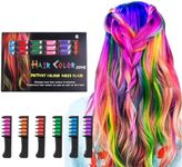 Hair Chalk Comb, 6 Colors Temporary Hair Dye Marker Gifts for Adults 8 9 10 11 12 years old Girls Kids for Halloween Christmas Birthday Party Cosplay Hair Colors