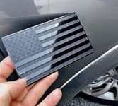 Embossed 3D Metal All Black American Flag Emblem Decal Stickers Matte Black 5" x 3" Patriotic USA US Flag Car Decals Bumper Stickers for Truck, Window, Motorcycle