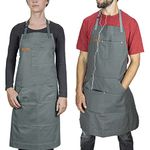 Chef Pomodoro Chef Apron for Men and Women with Pockets - Top Chef Recommended - Kitchen Apron with Adjustable Neck Straps - Cooking Apron Designed for Home, BBQ, Grill Use (Stone Grey)