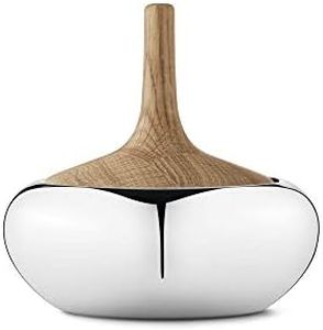 Georg Jensen Henning Koppel Onion Bonbonniere, Mirror Polished Stainless Steel & Oak Wood, Small