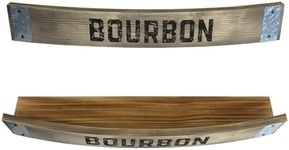 Aged & Charred Bourbon Barrel Shelf - Wall Mounted Bourbon Wooden Display Rack, Oak Barrel Shelves