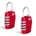 CFMOUR TSA Suitcase Locks - 1, 2, 3, 4, 5, 6 Pack 4-Dial Security Travel Combination Padlock for Suitcases Luggage Case Bag Code Lock - Red (Pack of 2)