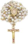 Mondo Cattolico Rosary Beads catholic for Women and Men Blessed During Pope's Angelus, Miraculous Virgin Rosary with Variegated Glass on a Gold Plated Brass Chain - Perfect Catholic gifts, Glass,