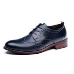 Men's Leather Formal Shoes Business Oxford Derby Shoes Brogue Retro Dress Shoes for Men Blue UK 12