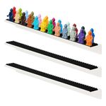 Tapeera 3-Pack Minifigure Display Case Holds Up To 72 Figures - Acrylic Floating Shelf Display With Brick Building Baseplates - Figure Display Cabinet Wall Mount - Minifig Organizer (Black Baseplates)