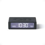 Lexon Flip Mini digital alarm clock, On Off LED clock with Adjustable Brightness, Rechargeable or Mains Powered, Sleek Retro Bedroom Decor Ideal for Alarm Clocks Bedside Use - Dark Grey