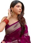 C J Enterprise Women's Pure Kanjivaram Silk Saree Banarasi Silk Saree With Blouse Piece (paithani Pari122), Wine, One Size