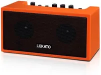 LEKATO Mini Guitar Amplifier with Clean Overdrive Effects 5W Rchargeable Electric Guitar Amp Small Bass Amplifier Bluetooth Bass Amplifier for Daily Practice,Orange