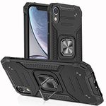 Cuoqing iPhone XR Case, iPhone XR Cases 360°Military Grade Rotatable Kickstand Hard Rubber Bumper [Shockproof] Protective Phone Cover Cases for iPhone XR,Black