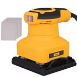 Deli DL-SG110-E1 Palm Sander 240V 60Hz with Carbon Brush 300W Robust Motor 10000rpm 210mm Sandpaper 6 Graded Speed Buffing Sanding Tool For Wood Metal Work (Pack of 1, Yellow Black)