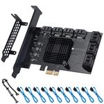 ACTIMED PCIE SATA Card 10 Port with 10 SATA Cable, 6Gbps SATA 3.0 Controller PCI Express Expansion Card with Low Profile Bracket, Support 10 SATA 3.0 Devices,Compatible with Windows,MAC,Linux System