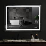 VENETIAN IMAGE Smart Touch 32x44 inch Dimmable Lighted Vanity LED Mirror for Bathroom - Anti-Fog, 3 Color Modes (80x110cm)