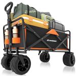 EchoSmile Heavy Duty 350 Lbs Capacity Collapsible Wagon, Outdoor Folding Camping Wagons, Grocery Portable Utility Cart, Adjustable All Terrain Shopping Cart with Big Wheels